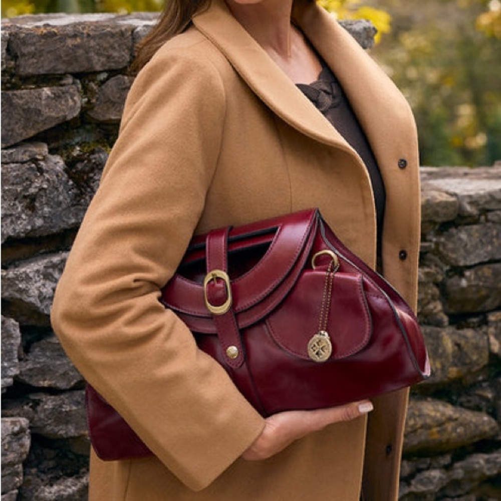 NWT-Patricia Nash-Milania Convertible Satchel-Oxblood-Vintage Distressed-$249 - Picture 15 of 16